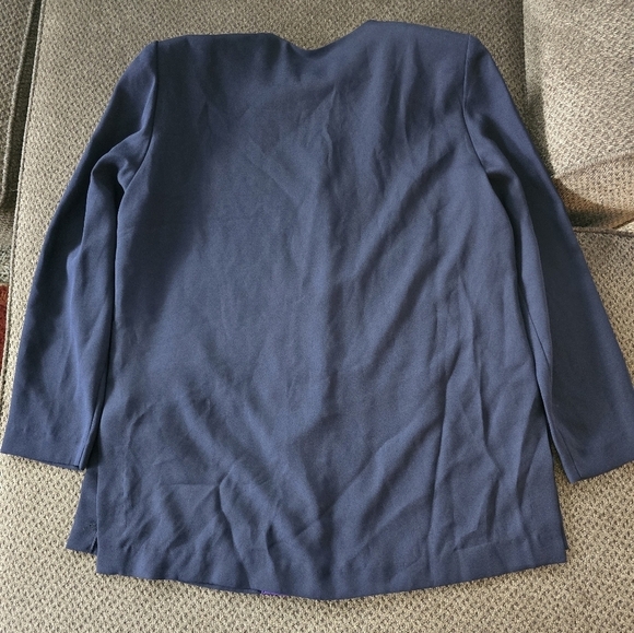 Vintage Leslie Fay Jacket Women 16 Color Block Padded 5Button Embroidered Career - Picture 14 of 14